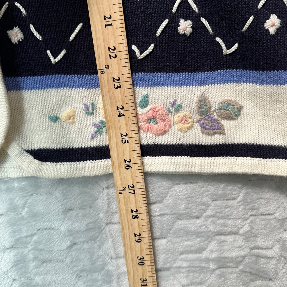 Vintage Stephanie K Knit Floral Sweater Vest Sz L Grandmacore Cottagecore Retro - Picture 7 of 7